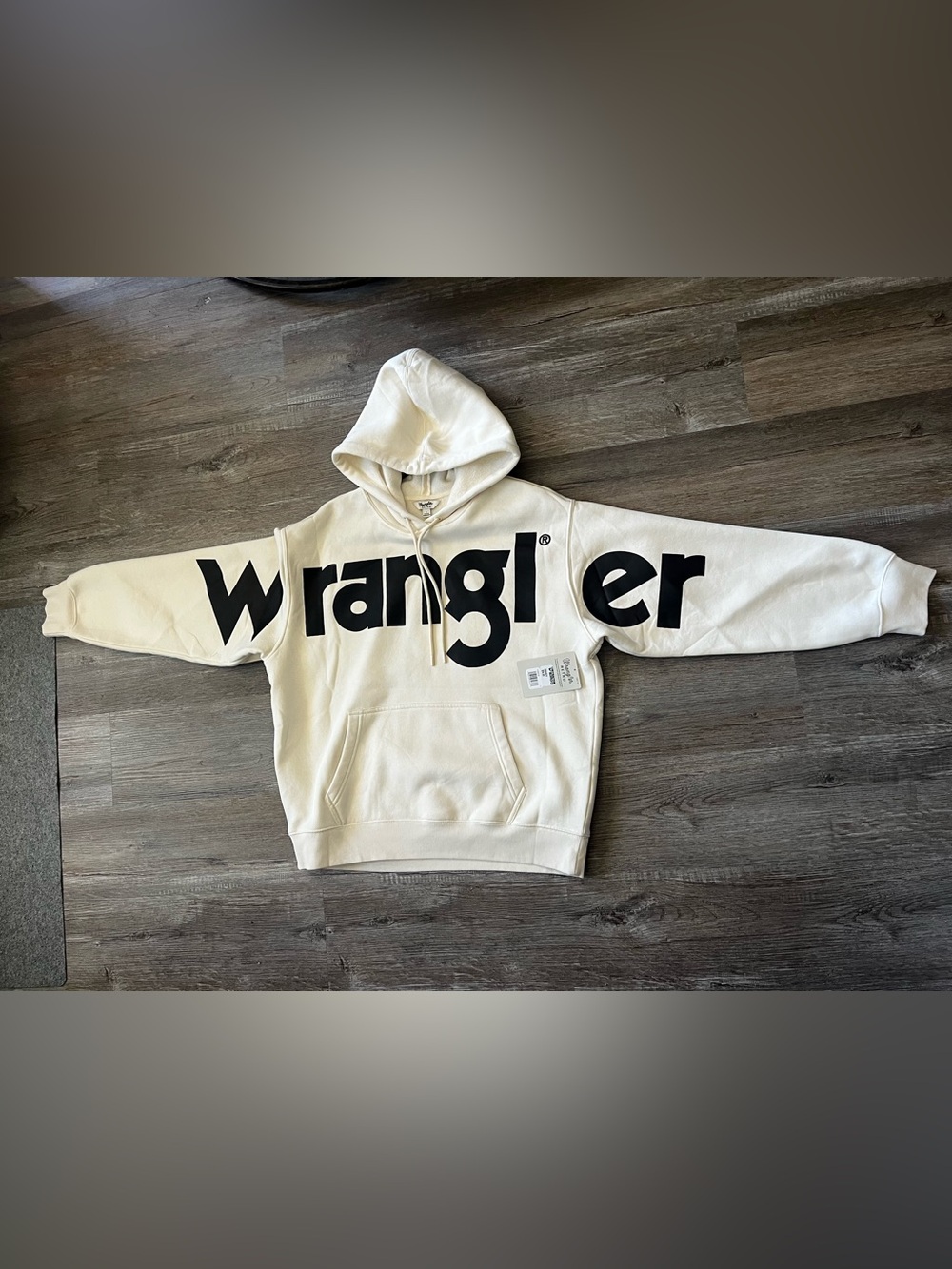 Wrangler Cream Hoodie with Black Logo